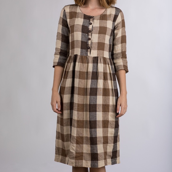 Pyne & Smith Clothiers Dresses & Skirts - Pyne & Smith Dartmoor Check Linen Dress